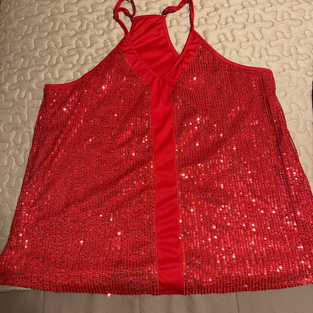 Red Sequin Halter Top